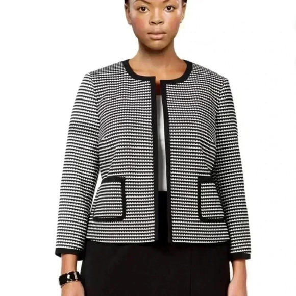 Nine West Women’s Knit Jacquard Open Front Blazer Jacket Size 14 - Picture 1 of 12